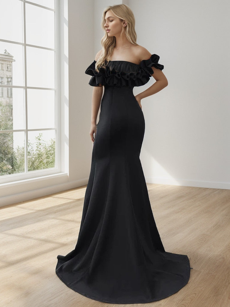 Off the Shoulder A Line Mermaid Maxi Evening Gown Sexy Party Dress