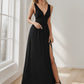 Sleeveless V-Neck Empire Waist High Slit Floor-Length Evening Dress Sexy Party Dress