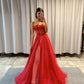 Black A Line Sweetheart Lace Aqppliques Tulle Prom Dresses Slit Sexy Evening Dresses