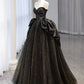 A-Line Sweetheart Neck Tulle Satin Long Prom Dress Off Shoulder