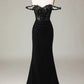 Black Mermaid Corset Long Appliqued Prom Dress Sexy Evening Dresses