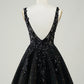 Sparkly Dark Green A Line Glitter Short Homecoming Dress with Sequins Sexy