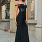 Black Mermaid Corset Long Appliqued Prom Dress Sexy Evening Dresses