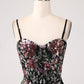 Elegant Sparkly Ivory Flower A Line Sweetheart Sequin Corset Party Dress With Slit Beautiful