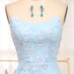 Mermaid Spaghetti Straps Lace Up Long Prom Dress With Sequin Sky Blue