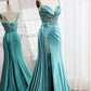 Mermaid Spaghetti Straps Corset Prom Dress with Slit Long Sexy