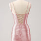 Gorgeous Golden Bodycon Corset Short Metallic Homecoming Dress with Sequins Sexy Party Dress