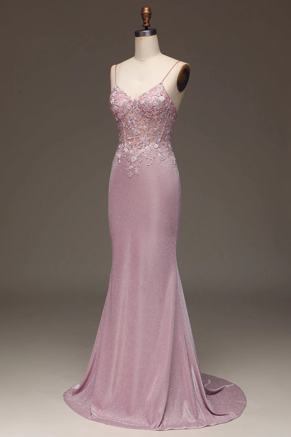Mermaid Spaghetti Straps Long Prom Dress with Beading V-neck Sexy