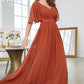 Brick Red Sheath Chiffon Long Prom Dress V-neck Evening Dresses