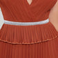 Brick Red Sheath V Neck Long Prom Dress Sexy Evening Dresses