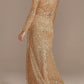 Trumpet/Mermaid V-Neck Long Sleeves Prom Evening Dresses With Sequin Sparkly