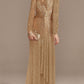 Trumpet/Mermaid V-Neck Long Sleeves Prom Evening Dresses With Sequin Sparkly