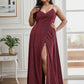 Plus Size Spaghetti Strap Shiny Formal Evening Dress for Wedding Sexy