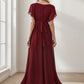 A-Line Pleated Chiffon Tie-Waist Evening Dress V-neck Party Dress