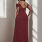 Plus Size V-Neck Cold Shoulder Floor-Length Evening Dress Sparkly