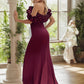 Off the Shoulder A Line Mermaid Maxi Evening Gown Sexy Party Dress