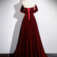 A-Line Velvet Long Prom Dress Off Shoulder