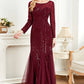 Black Mermaid Round Neck Long Prom Dress With Appliques Sparkly Evening Dresses