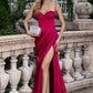 Mermaid Spaghetti Straps Pleated Corset Long Prom Dress With High Slit Sexy Evening Dresses