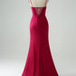 Mermaid Spaghetti Straps Pleated Corset Long Prom Dress With High Slit Sexy Evening Dresses