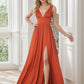 Chiffon High Slit Sleeveless V-Neck Empire Waist Formal Evening Dress Sexy Party Dress