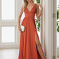 Chiffon High Slit Sleeveless V-Neck Empire Waist Formal Evening Dress Sexy Party Dress