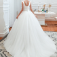 Ball Gown Wedding Dresses V Neck Court Train Tulle Regular Straps Simple Glamorous Backless
