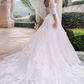 A-Line Wedding Dresses Off Shoulder Court Train Lace Length Sleeve Country Illusion