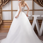 A-Line Wedding Dresses High Neck Court Train Lace Satin Tulle Regular Straps with Ruched Beading