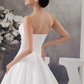 A-Line Wedding Dresses Strapless Chapel Train Satin Strapless with Ruched Beading