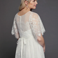 A-Line Wedding Dresses Illusion Neck Jewel Neck Floor Length Lace Tulle Half Sleeve Formal Boho Little White Dress See-Through with Beading Lace