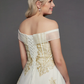 Princess Wedding Dresses Off Shoulder Chapel Train Lace Tulle Cap Sleeve Glamorous Illusion Detail