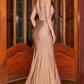 Sparkly Champagne Mermaid Spaghetti Straps Long Prom Dress with Slit Sexy Evening Dresses