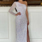 Charming One Shoulder Long Simple Sequin Mermaid Prom Dresses Evening Dresses Sparkly