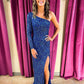 Charming One Shoulder Long Simple Sequin Mermaid Prom Dresses Evening Dresses Sparkly