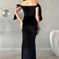Charming Off The Shoulder Long Formal Prom Dress Elegant Evening Gown Fashion Wedding Guest Party Dress With Slit