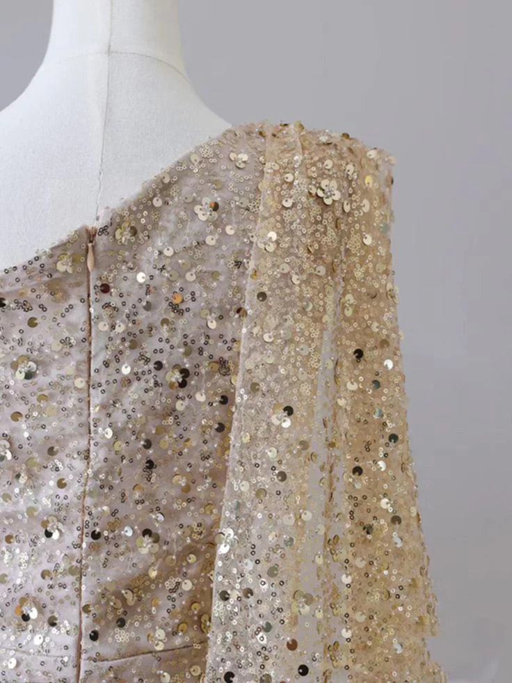 Charming Mermaid One Shoulder Sequin Long Formal Prom Dress Shiny Evening Gown Sparkly Party Dress With Slit