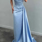 Charming Sheath Off The Shoulder Pleated Long Formal Prom Dress Elegant Evening Gown Fashion Wedding Guest Party Dress