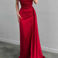 Charming Sheath Off The Shoulder Pleated Long Formal Prom Dress Elegant Evening Gown Fashion Wedding Guest Party Dress