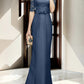 Sheath/column hallucination collar to floor length mother of the bride dress Beautiful