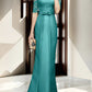 Sheath/column hallucination collar to floor length mother of the bride dress Beautiful
