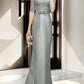 Sheath/column hallucination collar to floor length mother of the bride dress Beautiful