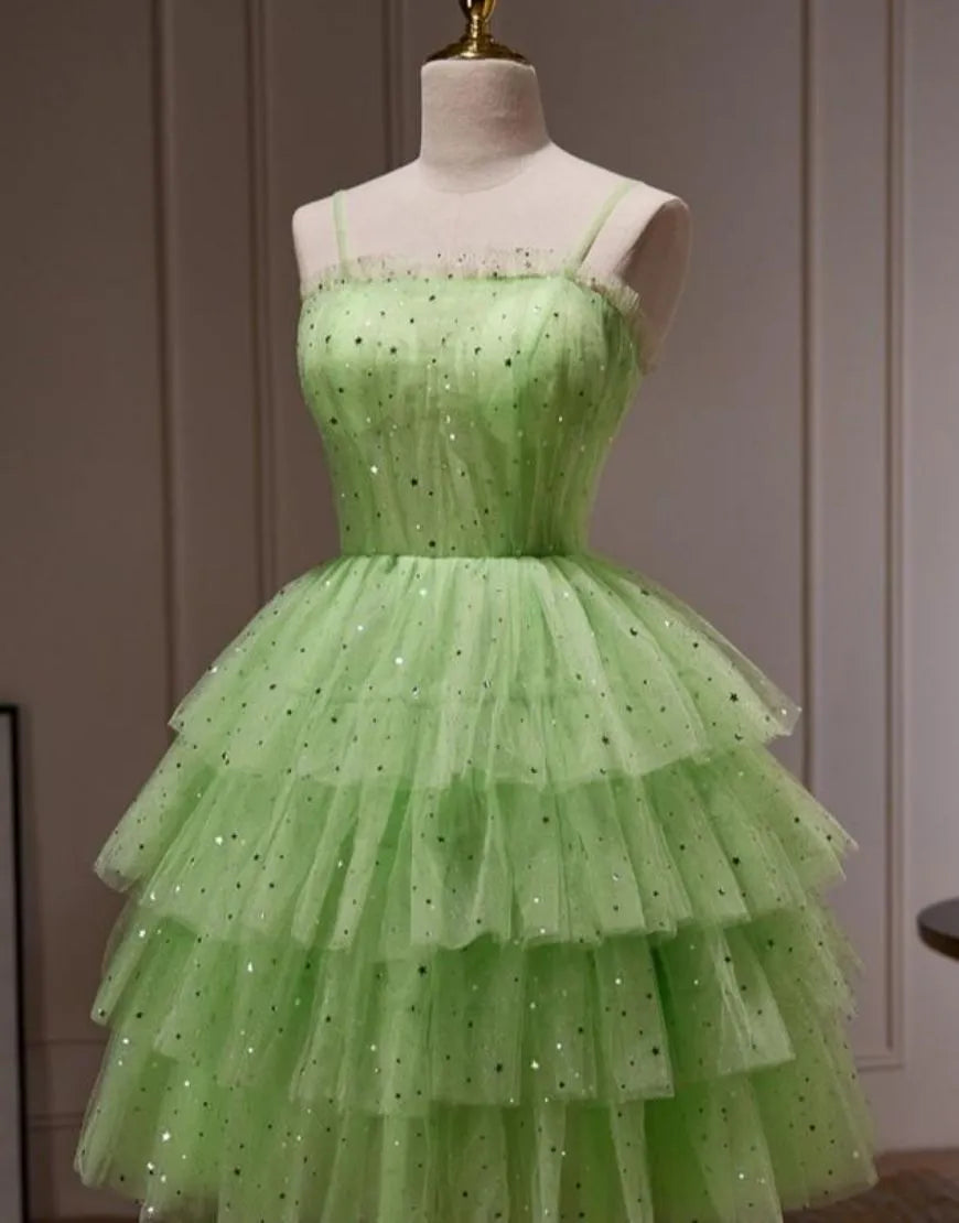 A-Line Four Layers Corset Back Homecoming Dress Sparkly