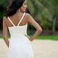 A-Line Wedding Dresses V Neck Asymmetrical Chiffon Spaghetti Strap Formal Casual Backless