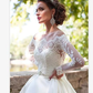 A-Line Wedding Dresses Off Shoulder Court Train Lace Long Sleeve Country Illusion Sleeve Beautiful