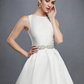 Ball Gown Wedding Dresses Bateau Neck Court Train Lace Satin Regular Straps Formal Backless with Lace Sash Ribbon