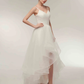 A-Line Wedding Dresses V Neck Asymmetrical Tulle Spaghetti Strap Simple Casual Little White Dress