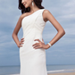 Wedding Dresses One Shoulder Chiffon Regular Straps Simple Plus Size Pure Color