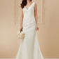 Wedding Dresses V Neck Court Train Chiffon Over Satin Regular Straps Vintage Backless Elegant