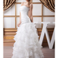 A-Line Wedding Dresses Strapless Floor Length Organza Satin Strapless with Ruched Cascading
